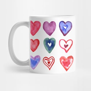 Light Multi colored watercolor hearts Mug